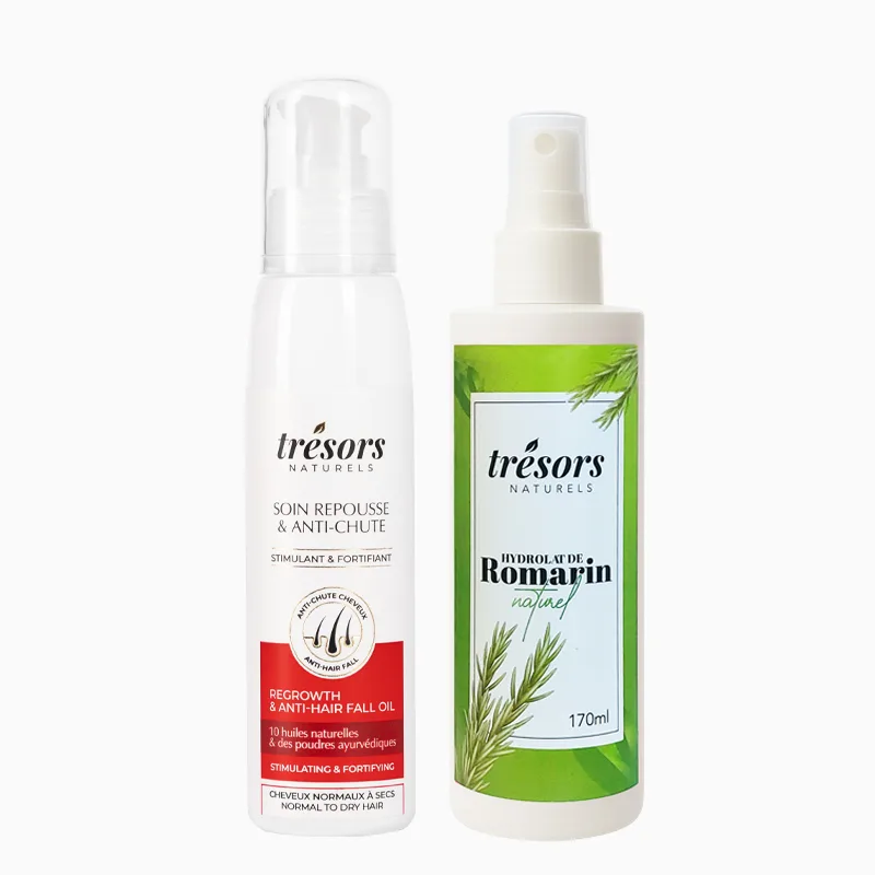 Soin anti chute cheveux Tunisie avant après huile repousse cheveux Trésors Naturels romarin