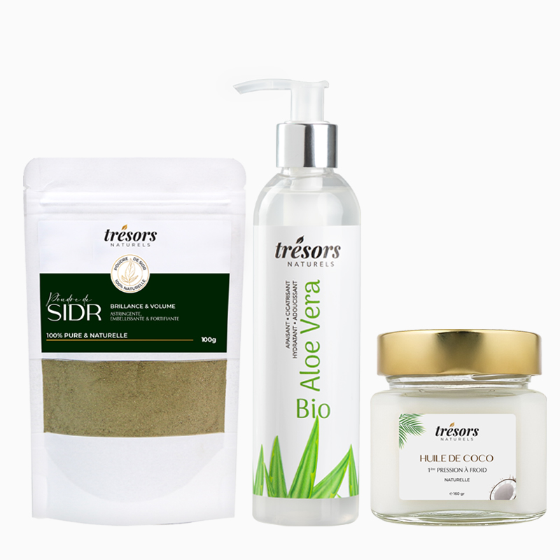 Poudre Sidr & Gel Aloe Véra Bio & Huile de Coco Naturelle